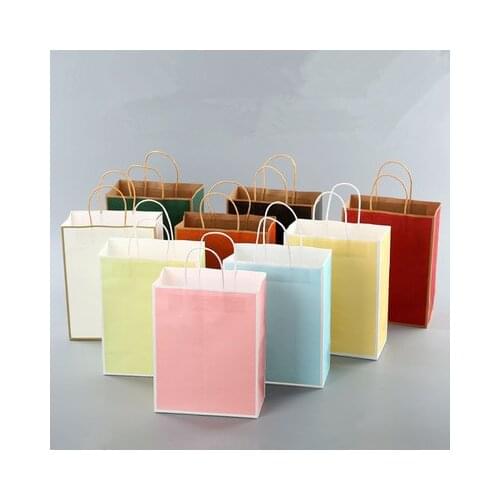 10pcs/lot Small Gift Bag Baking Bag Takeaway Tea Bag Shopping Clothing Bag Kraft Paper Bag Tote Bag