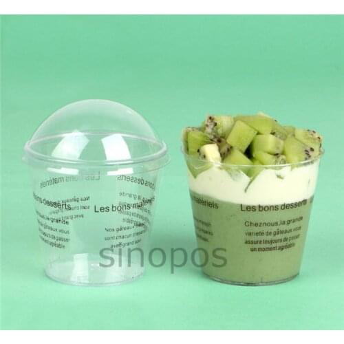 10pcs Clear plastic cylindrical Pudding cup, transparent mousse cake vessel with lid and scoop, SP01