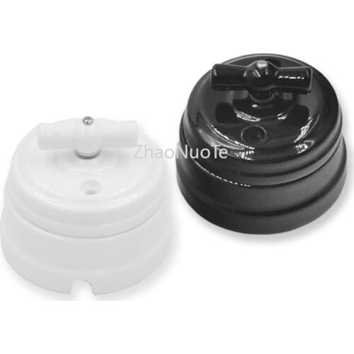 10pcs High Quality Retro EU Ceramic Rotary Electrical Switch Ceramic Knob Wall Lamp Switch 10A 220V