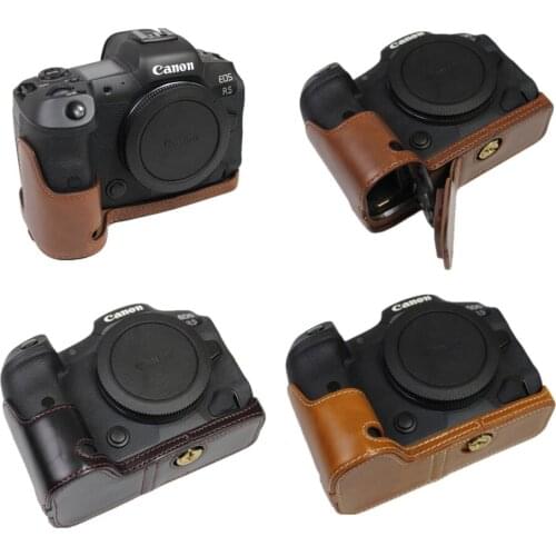 11pcs/lot Camera Bag Case PU Leather Half Body Set Cover For Canon EOS R5 R6 Bottom Case With Battery Opening