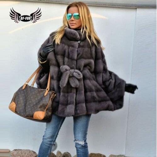 2020 BFFUR Real Mink Coats For Women Genuine Fur Outfit Plus Size Full Pelt Casual Jacket Belt Natural Fur Coat Fashion Clothing