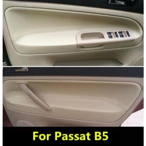 4PCS Microfiber Front / Rear Door Panel Armrest Leather Cover Protective Trim For Volkswagen Passat B5 with Mount Fittings
