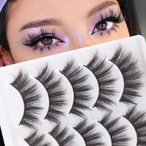 5 Pairs Resuable False Eyelashes Set Natural Long 3D Soft Hair Lashes Wispy Messy Makeup Fake Eyelash Beauty Extension Tools