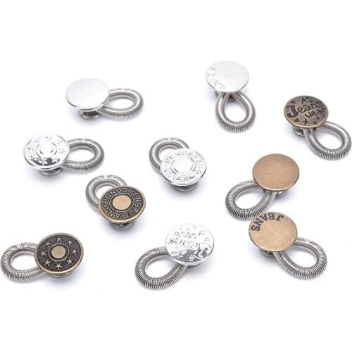 5pcs Waist Extender Metal Buttons I-shaped Button Unisex Jeans Pants Instant Fix For Women Men Expanders Button Sewing Tool