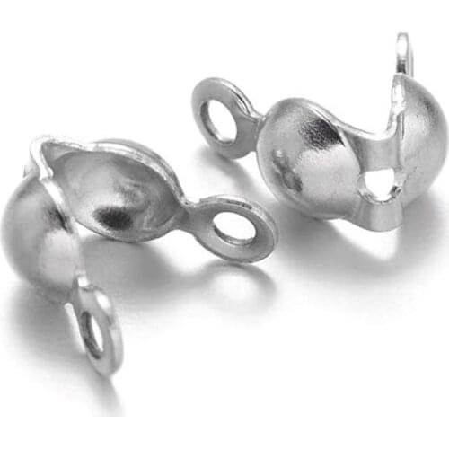 500pcs Stainless Steel Open Clamshell Bead Tip Knot Cover for Jewelry Making DIY Accessories Finding 6x4mm Hole: 1.5mm 3mm inner