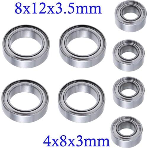 8PCS Ball Bearings Set 4x8x3mm 8x12x3.5mm For WLtoys 1/18 A949 A959 A969 A979 A959-B A969-B RC Car Replacement A949-33 A949-36