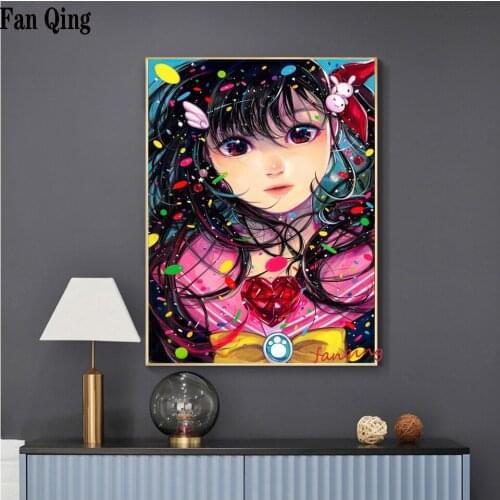 Diamond Embroidery Cartoon Girl DIY 5d Diamond Painting Pictures Of Beads For Needlework Bead Embroidery Mosaic Drawing
