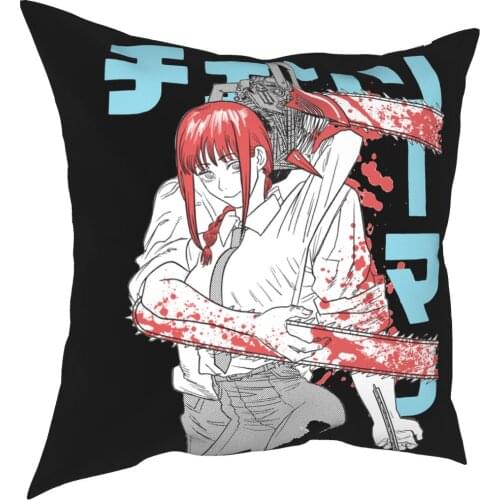 Chainsaw Man Denji Makima Pillowcase Decoration Anime Cushion Cover Throw Pillow for Car Polyester Double-sided Printing Unique