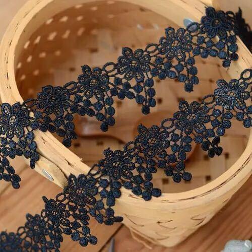 Free Shipping 5 Meters 3.8cm High Quality Beautiful Flower Water Soluble Cotton Sexy Black Lace Trim