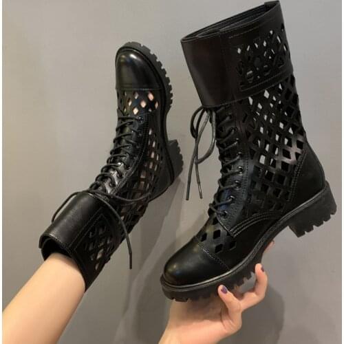 Boots Women New 2020 Womens Rubber Shoes Rain Booties Ladies Low Heels booties Round Toe Mid-Calf Sandals Mid Calf Rock