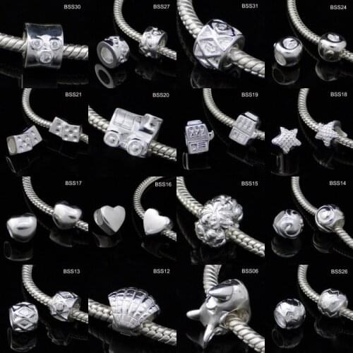 Wholesale 20pcs/lot Mix Styles Bright Authentic 925 Sterling Silver European Charm Beads DIY European Jewelry Findings BSS05