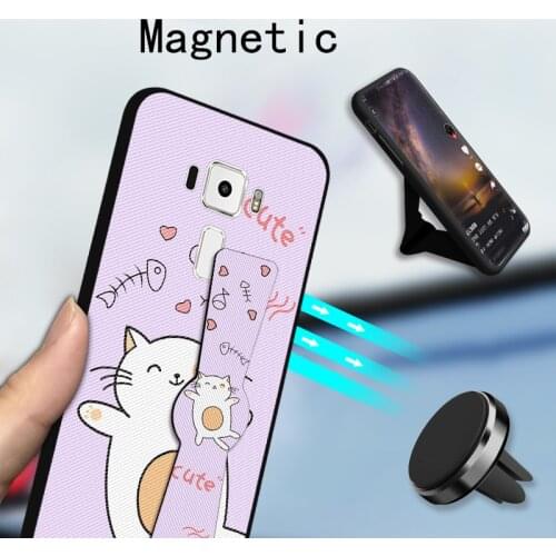 Magnetic Holder Phone Case For Asus zenfone Selfie ZD551KL Z00UD Luxury Bracket Cat Cover For Asus ZenFone 3 ZE552KL