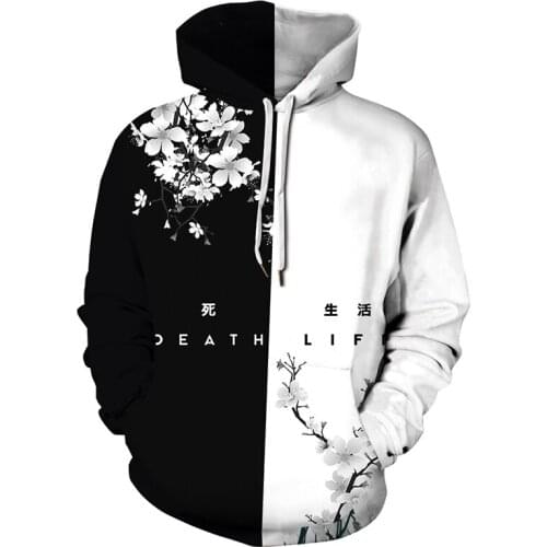Black and White Design Sweaters New 2021 Mens Jackets 3D Hooded Coats Casual Sweatshirts Male Fashion Student teenager jacket