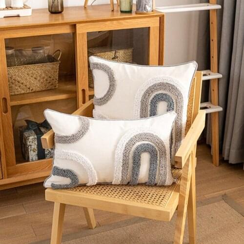 Nordic Macrame Tufted Pillow Case Boho Irregular Circle Pattern Cushion Cover