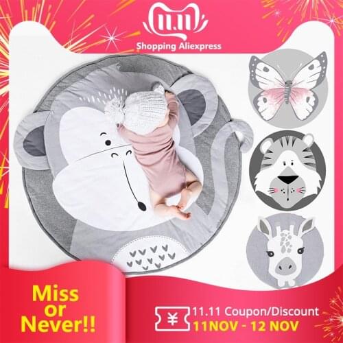 Baby Play Mats Cartoon Pad Toddler Kids Cotton Crawling Blanket Round Carpet Rug Toys Mat For Children Room Decor Photo Props