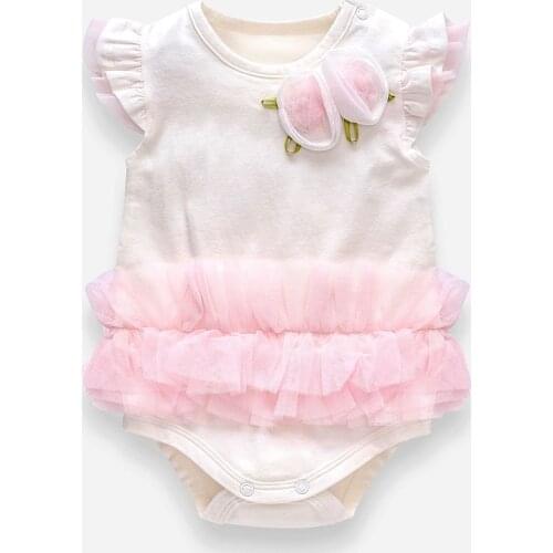 Vlinder Baby Girl Clothes Baby Girl Rompers Summer jumpsuits Cute flower short sleeve triangle jumpsuits 6M~24M
