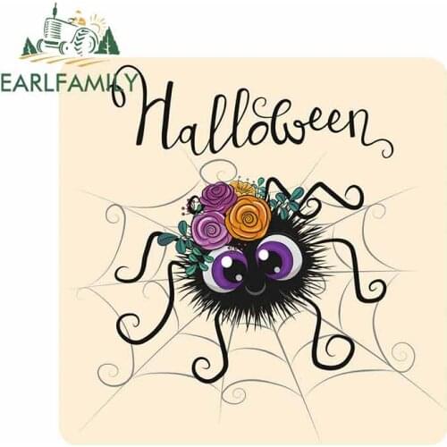 EARLFAMILY 13cm x 12.9cm for Cute Cartoon Spider Creative Car Sticker Fashion Occlusion Scratch Vinyl Car Wrap Funny DIY Decal