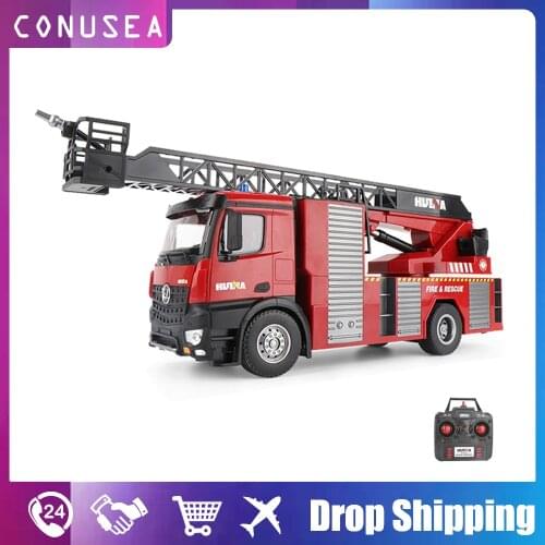 Huina 561 1/14 Rc Fire Truck Water Spray Car Ladder 22 Ch 2.4G Radio Controller Machine On Remote Control Toys Car for Boy Kids