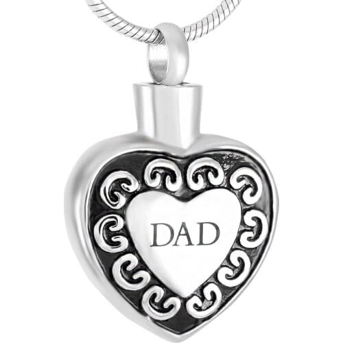 IJD8474 "Dad and Mom" stainless steel Silver cremation pendant jewelry for ashes memorial urn keepsake holder jewelry