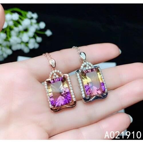 KJJEAXCMY boutique jewelry 925 sterling silver inlaid Ametrine necklace Womens pendant popular