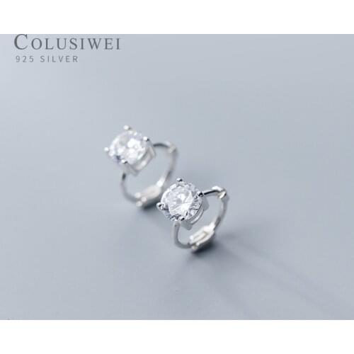 COLUSIWEI Classic Genuine 925 Sterling Round Hoop Earrings For Women Dazzling Clear CZ Wedding Engagement Fashion Jewelry Bijoux