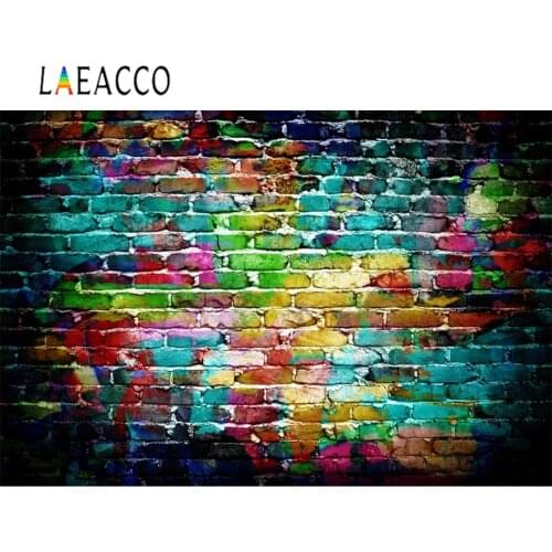 Laeacco Photo Backdrops Old Colorful Brick Wall Dark Party Decor Baby Portrait Photography Background Photocall Photo Studio