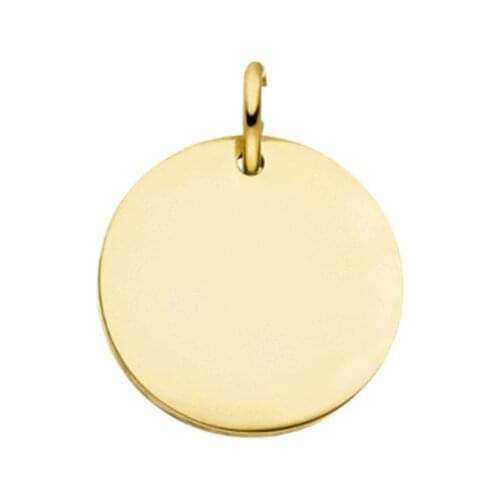 Mavis Hare Gold Stainless Steel Round PLATE CHARM Dangle fit DIY Necklace Jewelry