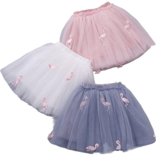 Fashion Kids Girls Skirts Paper Crane Embroidery Mesh Skirt Pleated Fairy Vestido Party Cosplay Princess Tutu Tulle Faldas 2-10Y