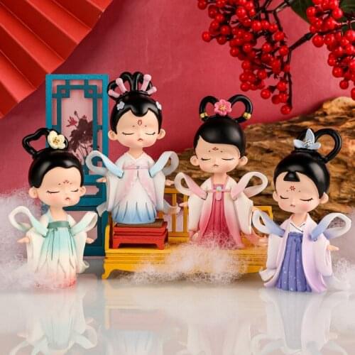 Cartoon Antique Chinese Style Girls Miniatures DIY Ornament Home Decoration Art Crafts Ornaments Gifts Desk Car Decor