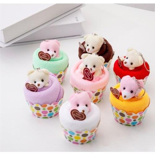 100pcs Colorful Portable Cute Bear Soft Washing Towel Shaped Ice Cream Gift Favor For Wedding Birthday Party Bear toy gift