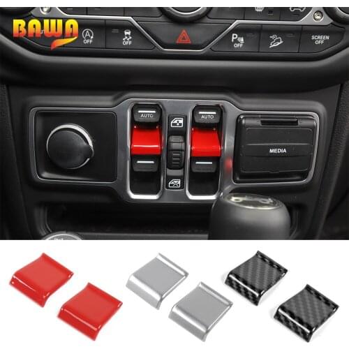 BAWA ABS Center Console Window Control Button Decoration Stickers for Jeep Wrangler JL 2018+ Interior Mouldings Accessories