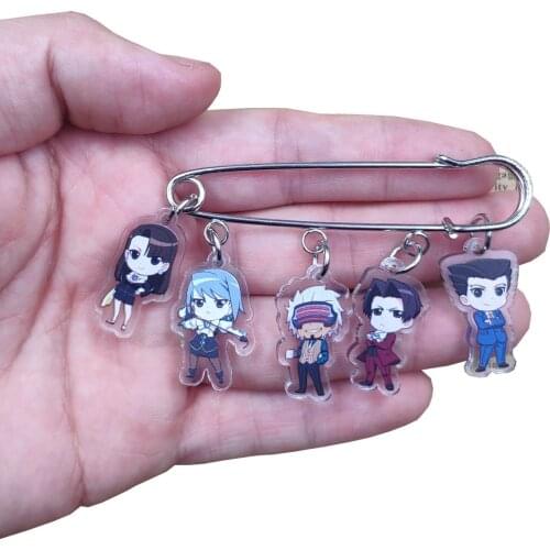 New Acrylic Anime Cartoon Game Ace Attorney Brooch Overcoat Bag Swearter Badge Classic Men Women Female Boy Girl Birthday Gift