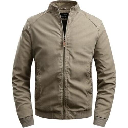 New Cotton Jacket Mens Fashion Casual Stand Collar Jacket Sportswear Bomber Jacket