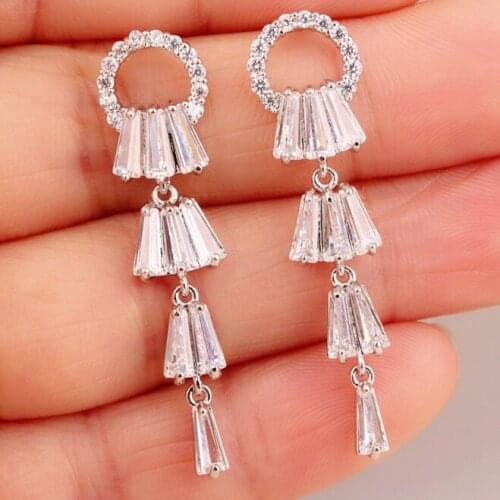 New temperament female long zircon earrings quality zircon earrings