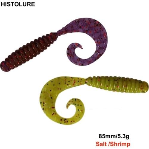 HISTOLURE 8pcs/Lot YR30 Silicone worm soft fishing lure Artificial shrimp odor With salt soft bait lures fishing