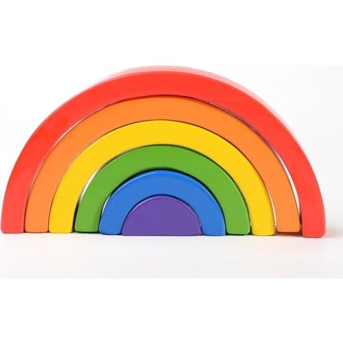 Rainbow Building Blocks Wooden Toys For Kids Baby Toys Montessori Preschool Teaching Aids Educational Blocks Dropshipping