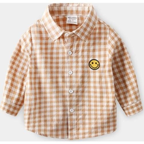 Baby boy shirt 2020 Spring Autumn children clothes boys shirts fashion plaid cotton shirt boys clothes kids blusas 3 colors