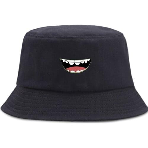 Harajuku Expression Print Fishing Hats Fashion Outdoor Bucket Hat Hip Hop Sunscreen Fisherman Cap Unisex Panama Hats Beach Caps