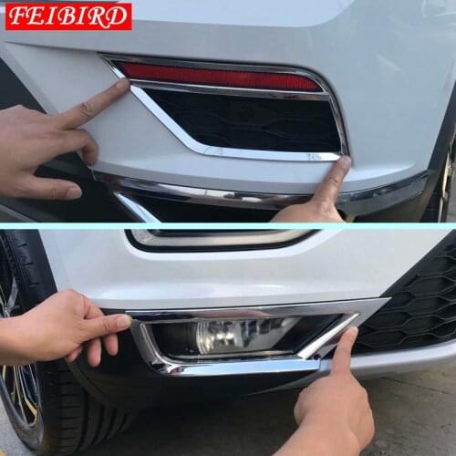 Exterior For Volkswagen T-Roc T Roc 2018 2019 ABS Side Car Front + Rear Fog Lights Foglight Lamp Cover Trim Bright Silver