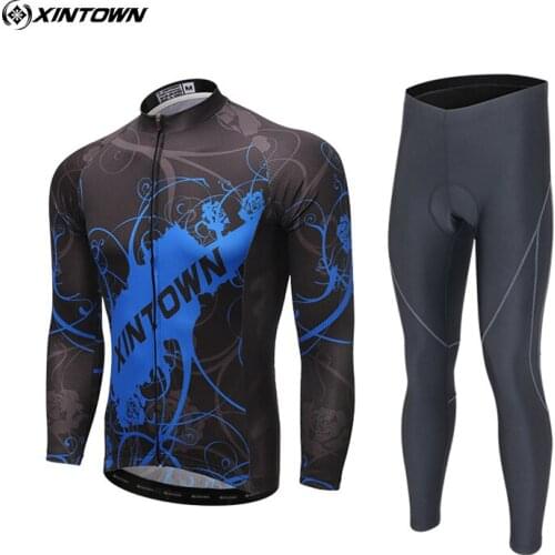 XINTOWN Pro Team Cycling Jersey Mens Sports Long Sleeve Ropa Ciclismo Bib Pants Set Bike Clothing MTB Cycling Wear S-4XL