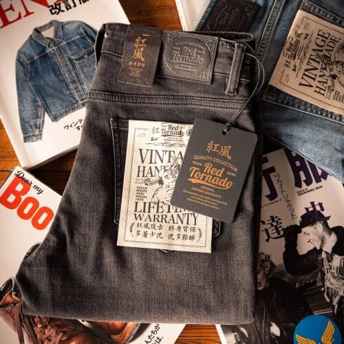 XSN-0001 Read Description! Red Tornado Good Quality Washed Slim Fitting Denim Pants 98% Cotton 2% Spandex Flexible Jean 12oz