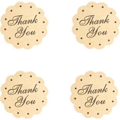 100pcs/pack Thank You Lace Kraft Paper English Words Sweets Party Seal DIY Scrapbooking Seal Sticker