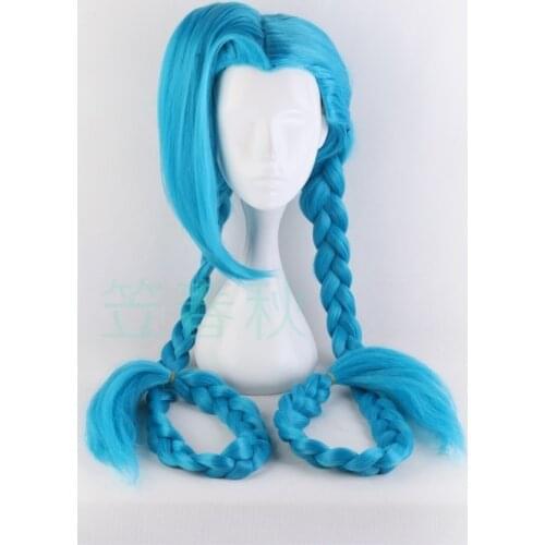 120cm/46.8" LOL Jinx cosplay wig Jinx blue braids The Loose Cannon wig with blue plaits Jinx hair costumes free shipping