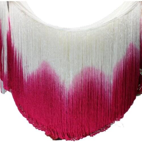 YACKALASI 5 YDS/Lot Rayon Latin Tassel Dip Dye Ombre fringe trimming loop bottom lace Gradient color