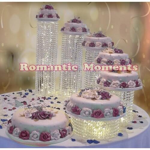 6PCS Wedding Crystal Round Cake Stand birthday decoration party Centerpiece