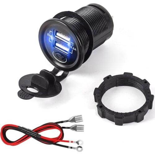 DIY Dual Car Charger With Switch Car USB Socket 12-24V Input 5V 2.1+2.1A Outlet Presa Auto Independent On/Off Coche