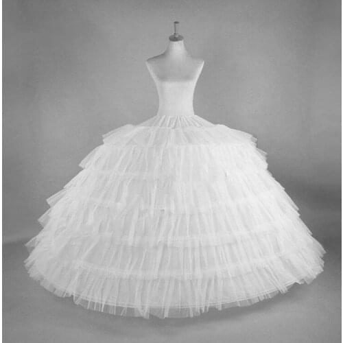 White 6 Hoops Big Petticoat Slips Tulle Skirts Long Puffy Crinoline Underskirt For Ball Gown Wedding Dres
