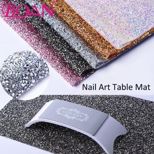 BQAN Nail Art Table Mat Luxury Full diamond Salon Practice Cushion Pad Pillow Hand Holder Foldable Hand Rest Manicure Tool