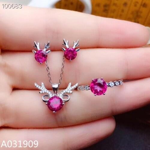 KJJEAXCMY boutique jewelry 925 sterling silver inlaid Natural pink Topaz Earring Necklace Ring Suit Support Detection fashion