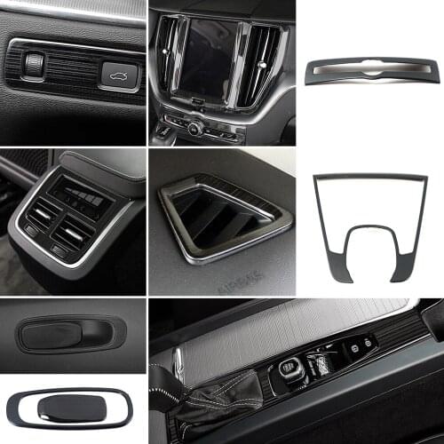 For Volvo XC60 2018-2020 Headlight Switch Button Decoration Cover Air Conditioner Vent Outlet Trim Interior Black Sticker